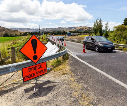 car travelling over Tahaenui bridge NZTA canva